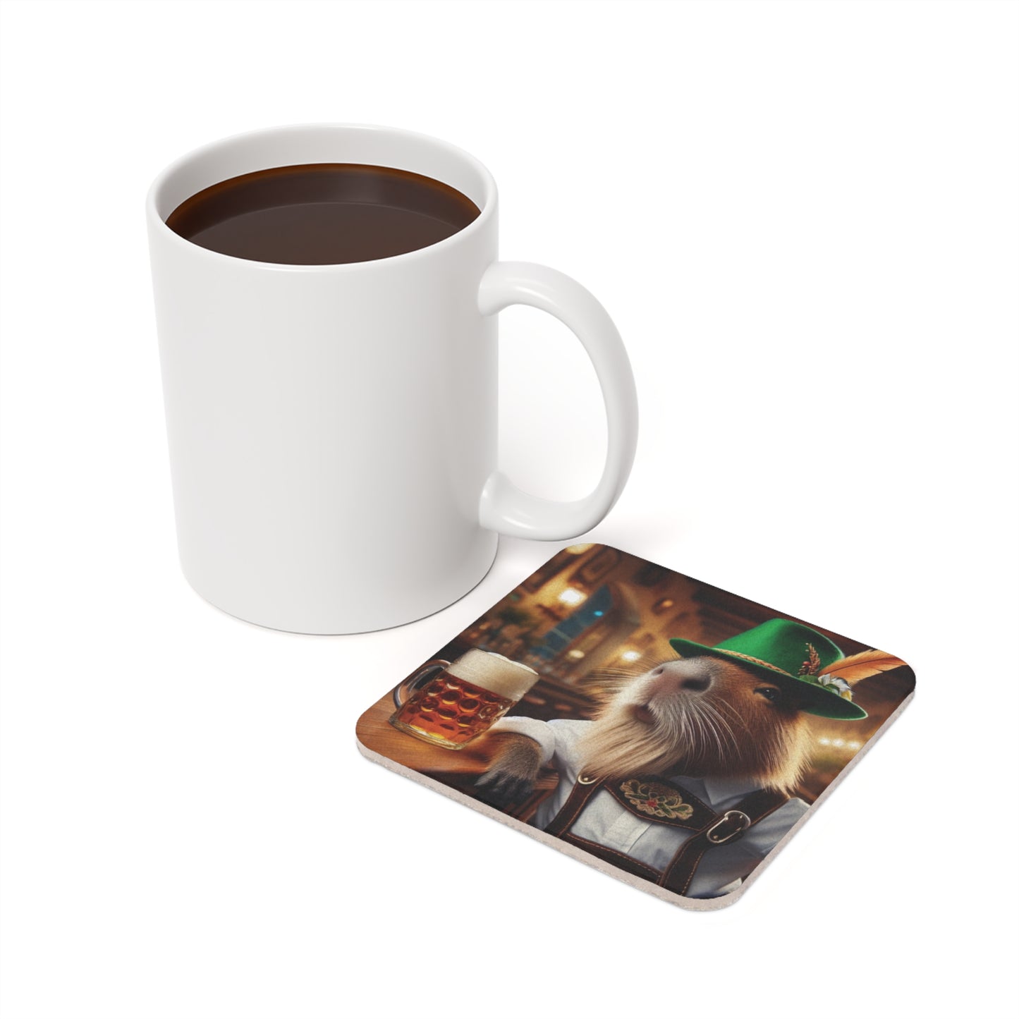 Cork Back Coaster - capybara Oktoberfest