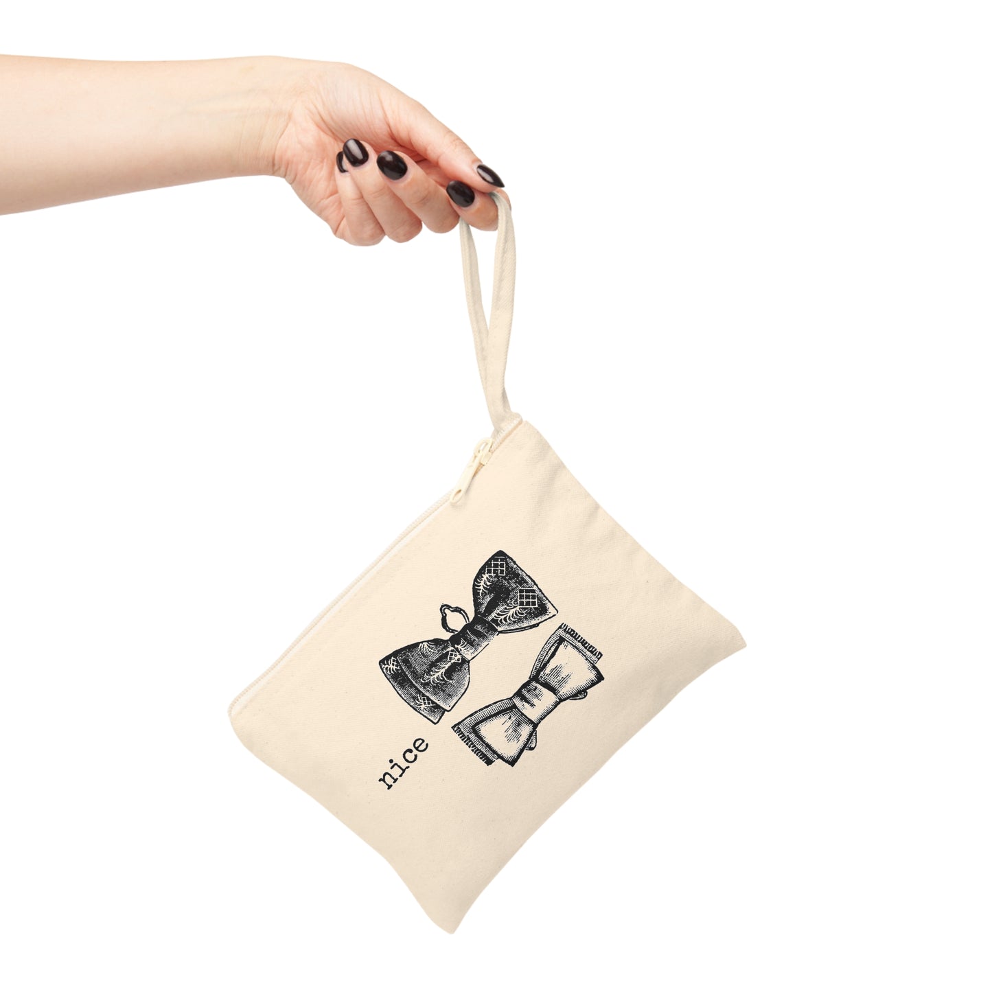 misc. miscellaneous nice ties bow ties niceties things funny illustration Victorian canvas zip bag pouch tote mini purse suitcase rucksack carry organize store storage office work home house lady woman funny humor cotton canvas gift present man