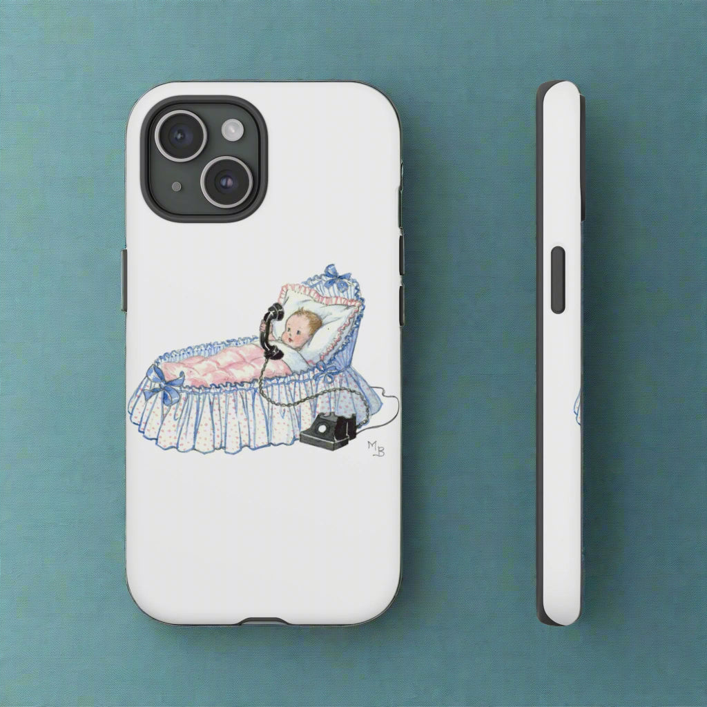 baby crib phone case vintage illustration Molly Brett funny quirky kitsch design