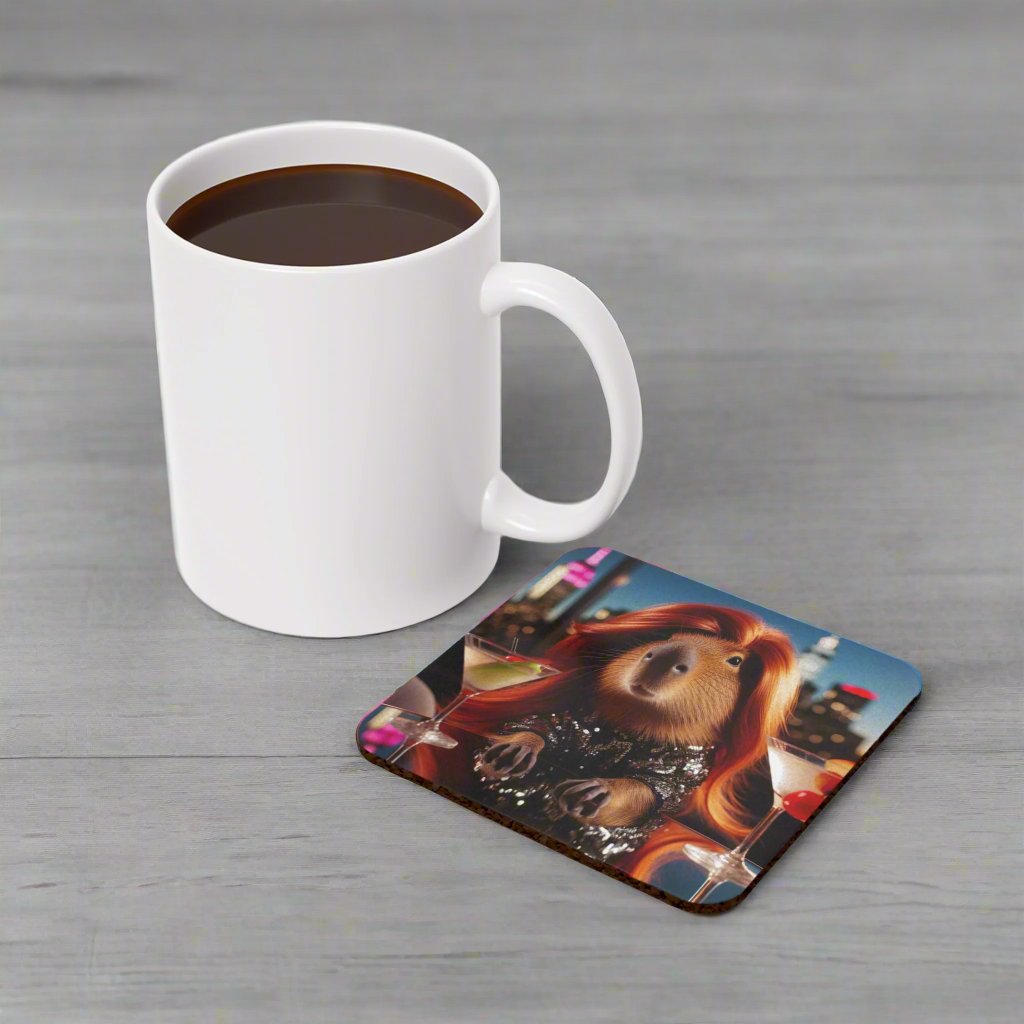Cork Back Coaster - capybara red head