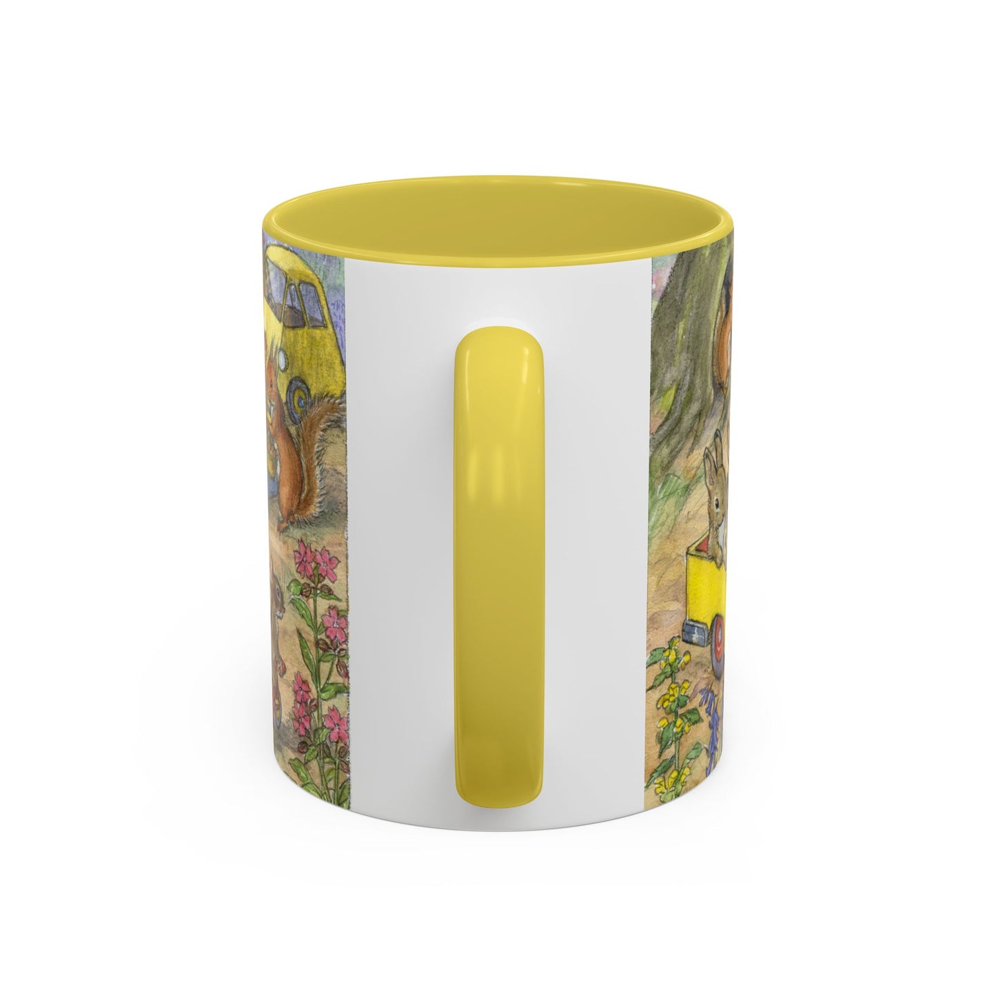 Driving Bunnies Yellow Mug