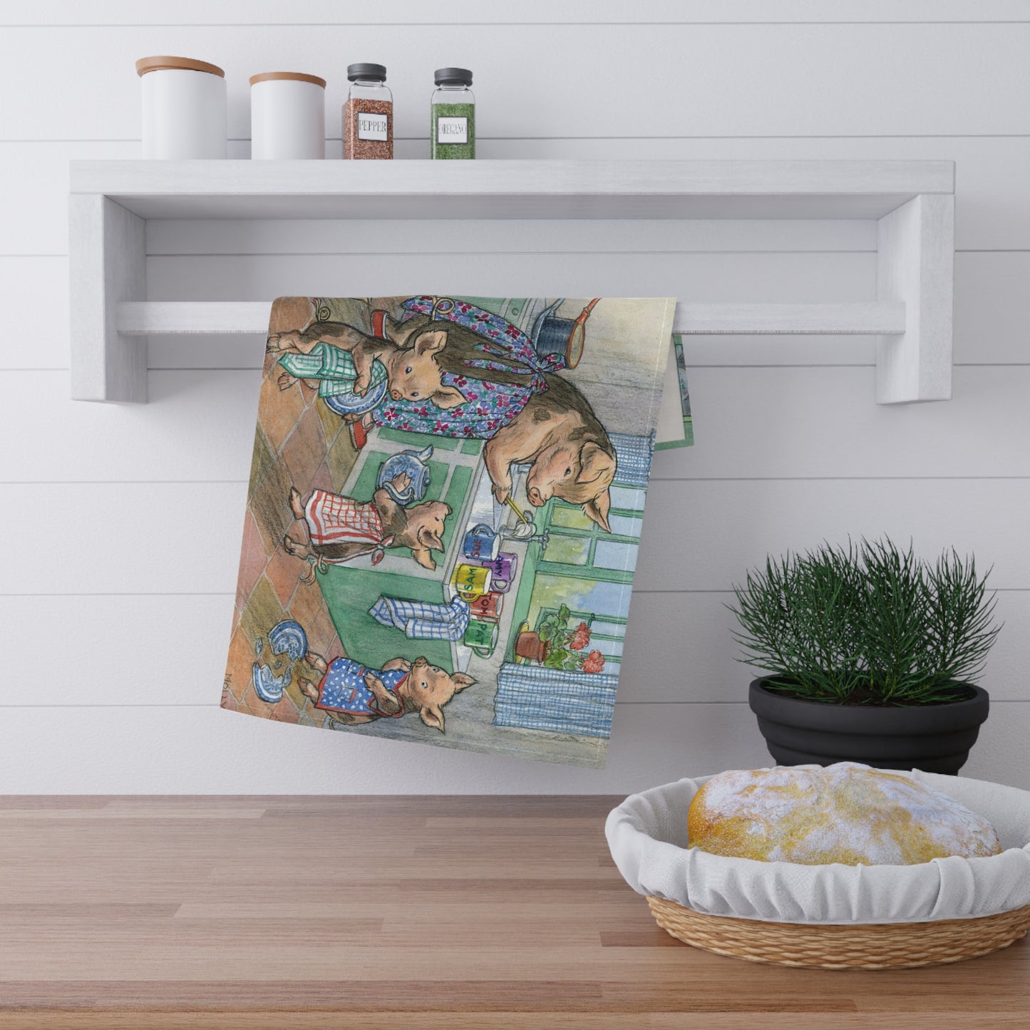 Dish Washing Pigs Tea Towel