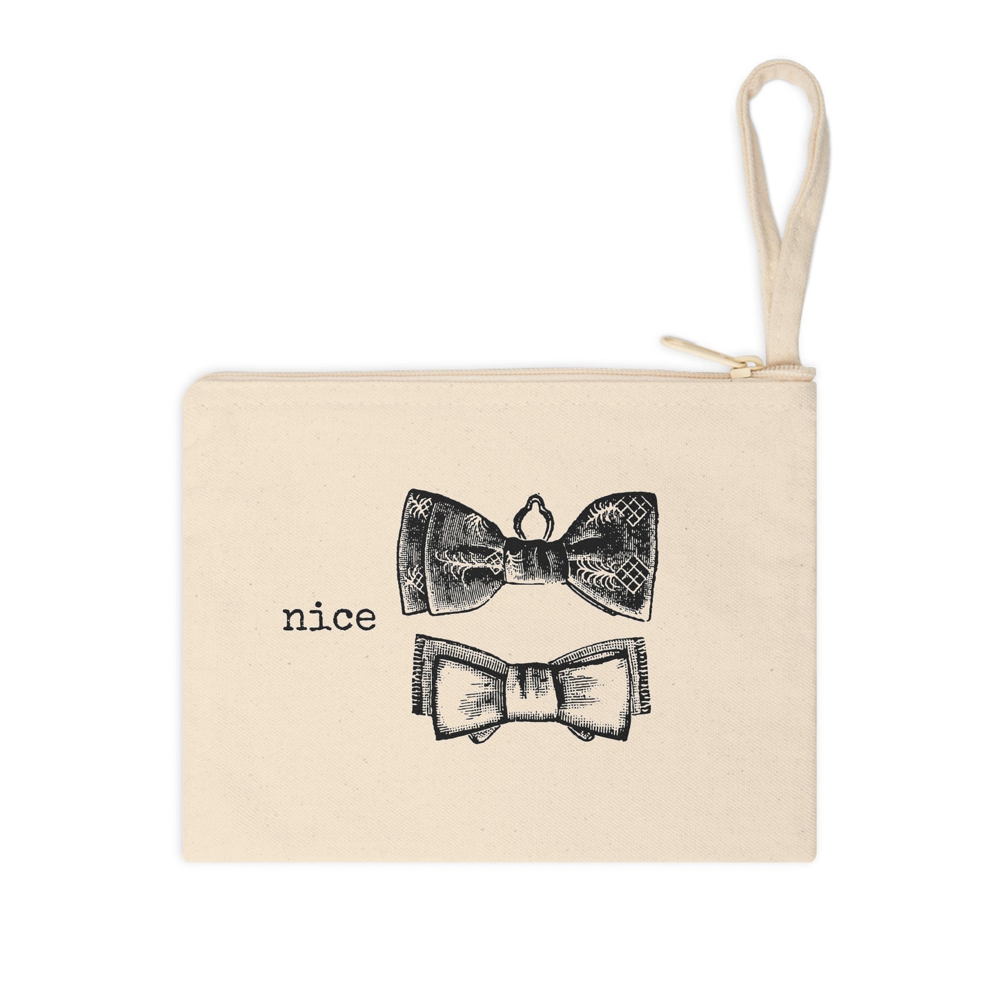 misc. miscellaneous nice ties bow ties niceties things funny illustration Victorian canvas zip bag pouch tote mini purse suitcase rucksack carry organize store storage office work home house lady woman funny humor cotton canvas gift present man