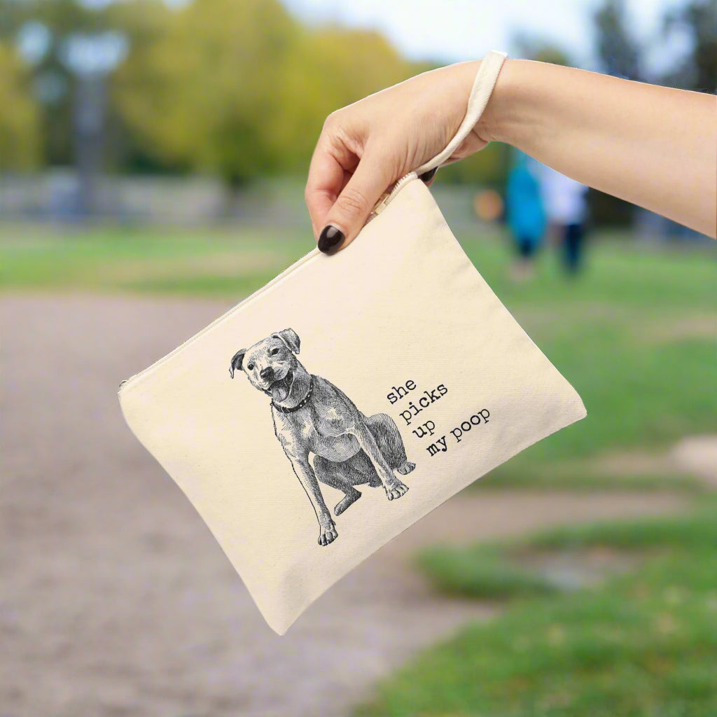 Canvas zip bag - she picks up my poop