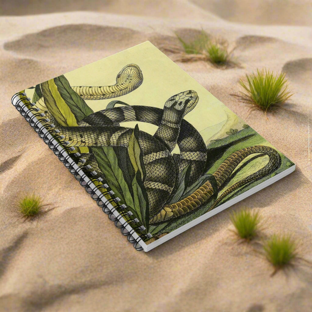 snake year of the snake chinese new year 2025 notebook journal spiral lined paper journaling note reptile vintage illustration