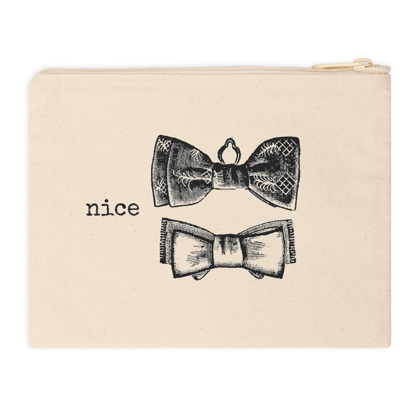 misc. miscellaneous nice ties bow ties niceties things funny illustration Victorian canvas zip bag pouch tote mini purse suitcase rucksack carry organize store storage office work home house lady woman funny humor cotton canvas gift present man