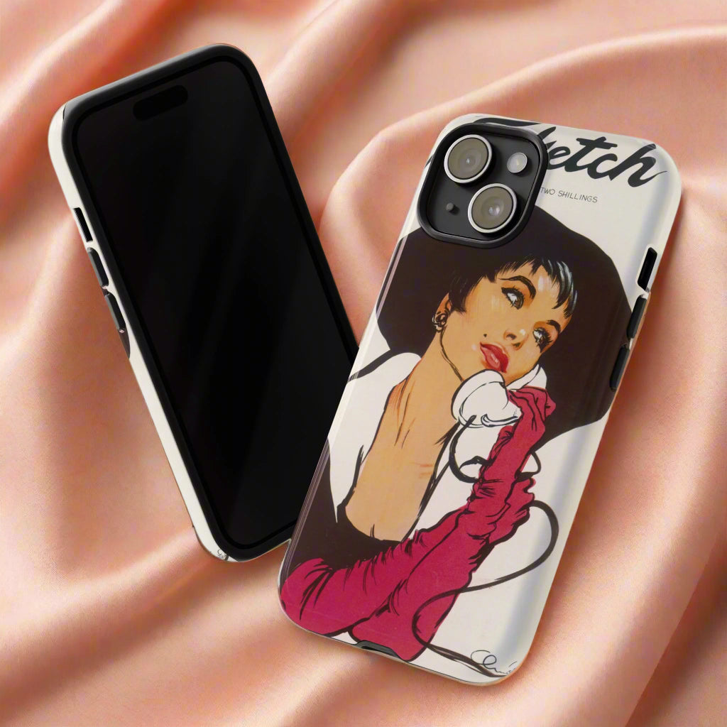 pin up sketch magazine iPhone case cover tough durable vintage illustration exclusive