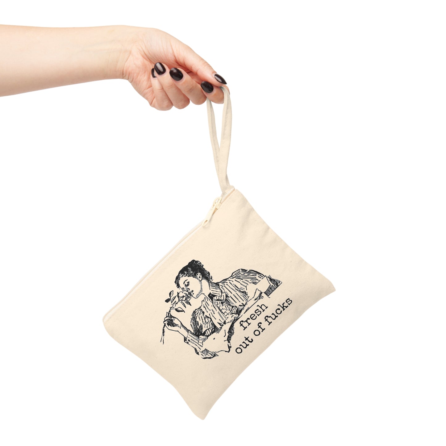 dear aunt flow rude period menstruate monthly tampon sanitary pad funny illustration Victorian canvas zip bag pouch tote mini purse suitcase rucksack carry organize store storage office work home house lady woman funny humor cotton canvas gift present