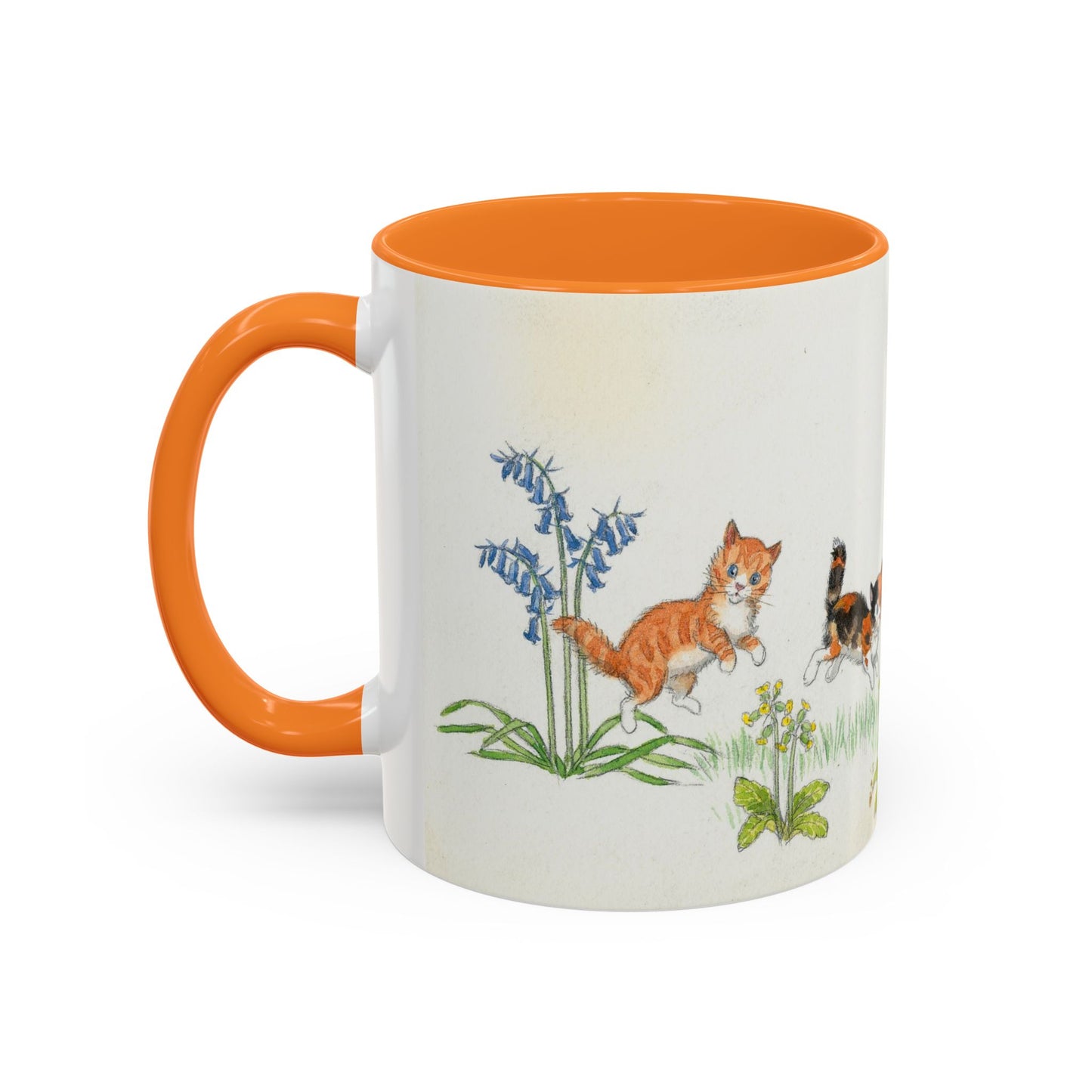 Ginger Cat and Kittens Orange Mug