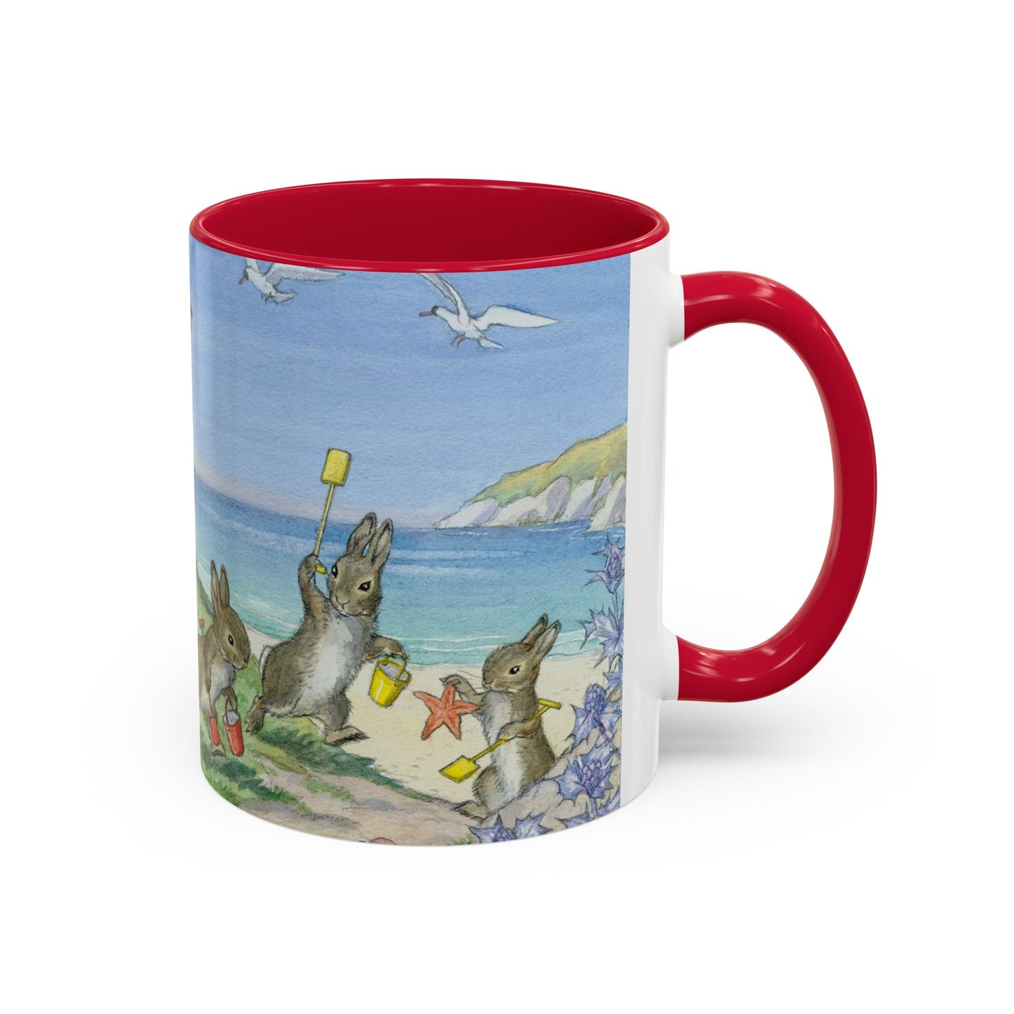 Seaside Bunny Red Mug