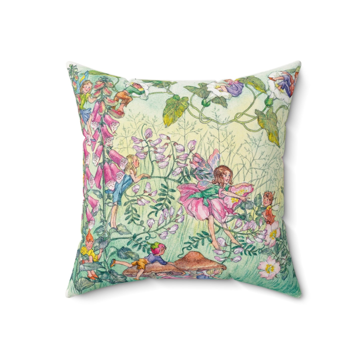 Faux suede pillow - Flower Fairies