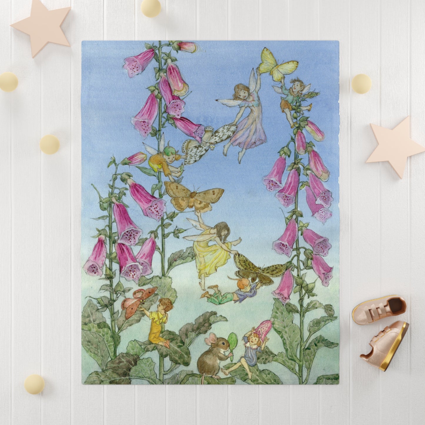 Fairies and Foxgloves Baby Blanket - Soft fleece