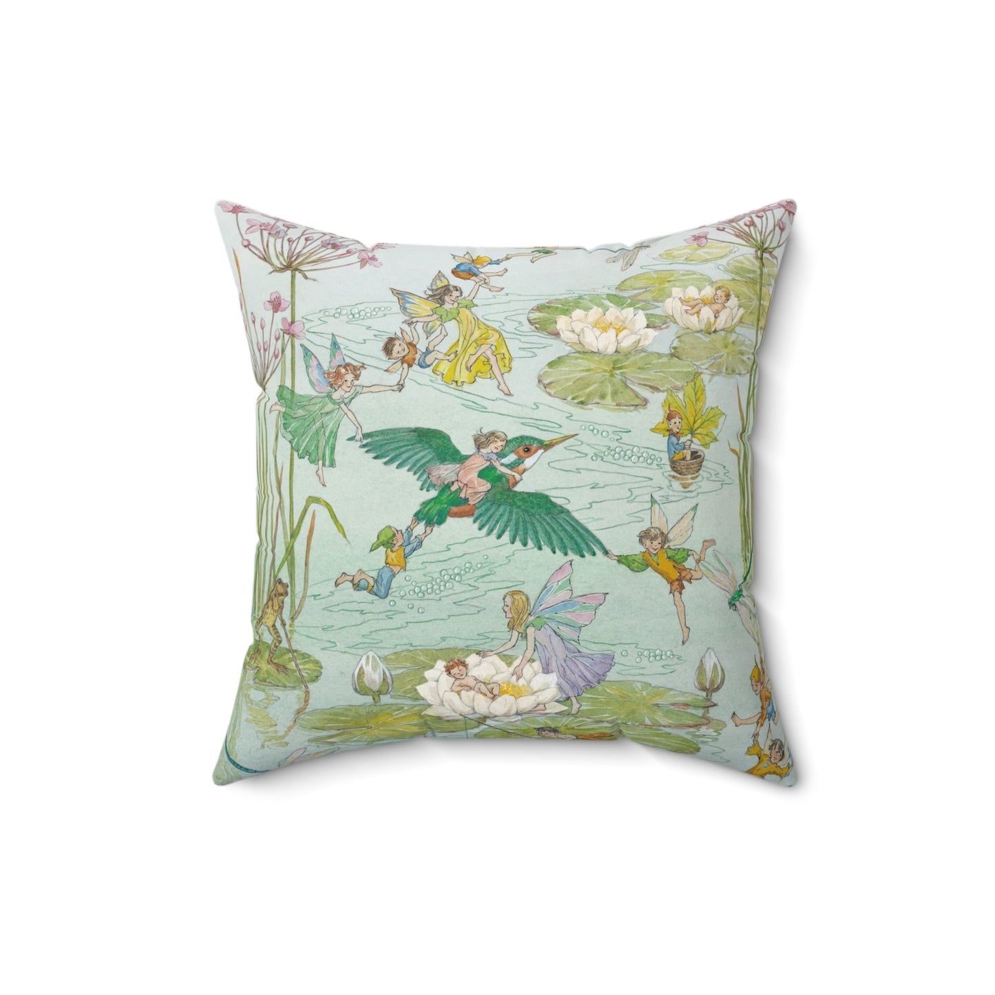 Faux suede pillow - Waterlily Fairy Garden