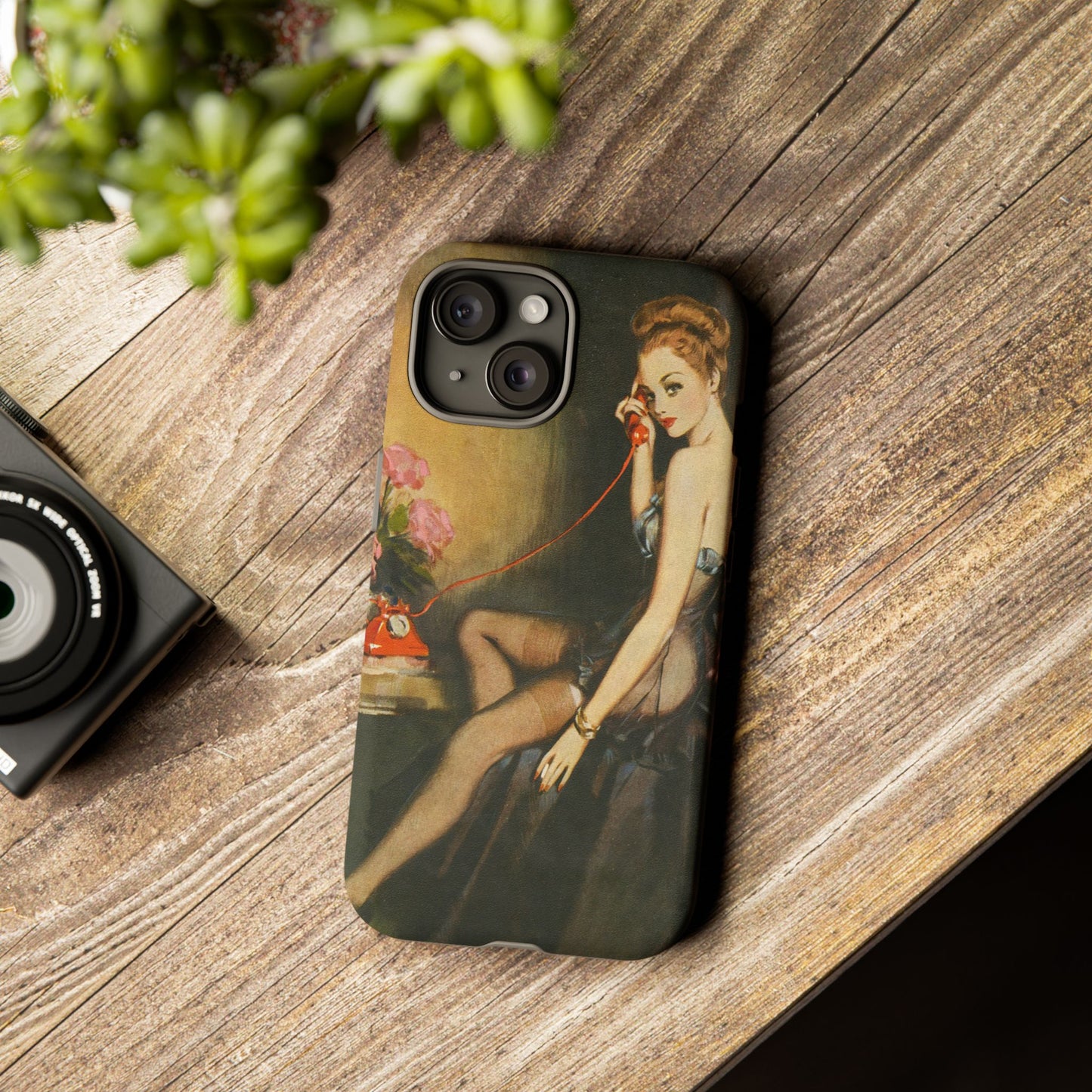 iPhone 15 Case - Pin Up, Black Negligee