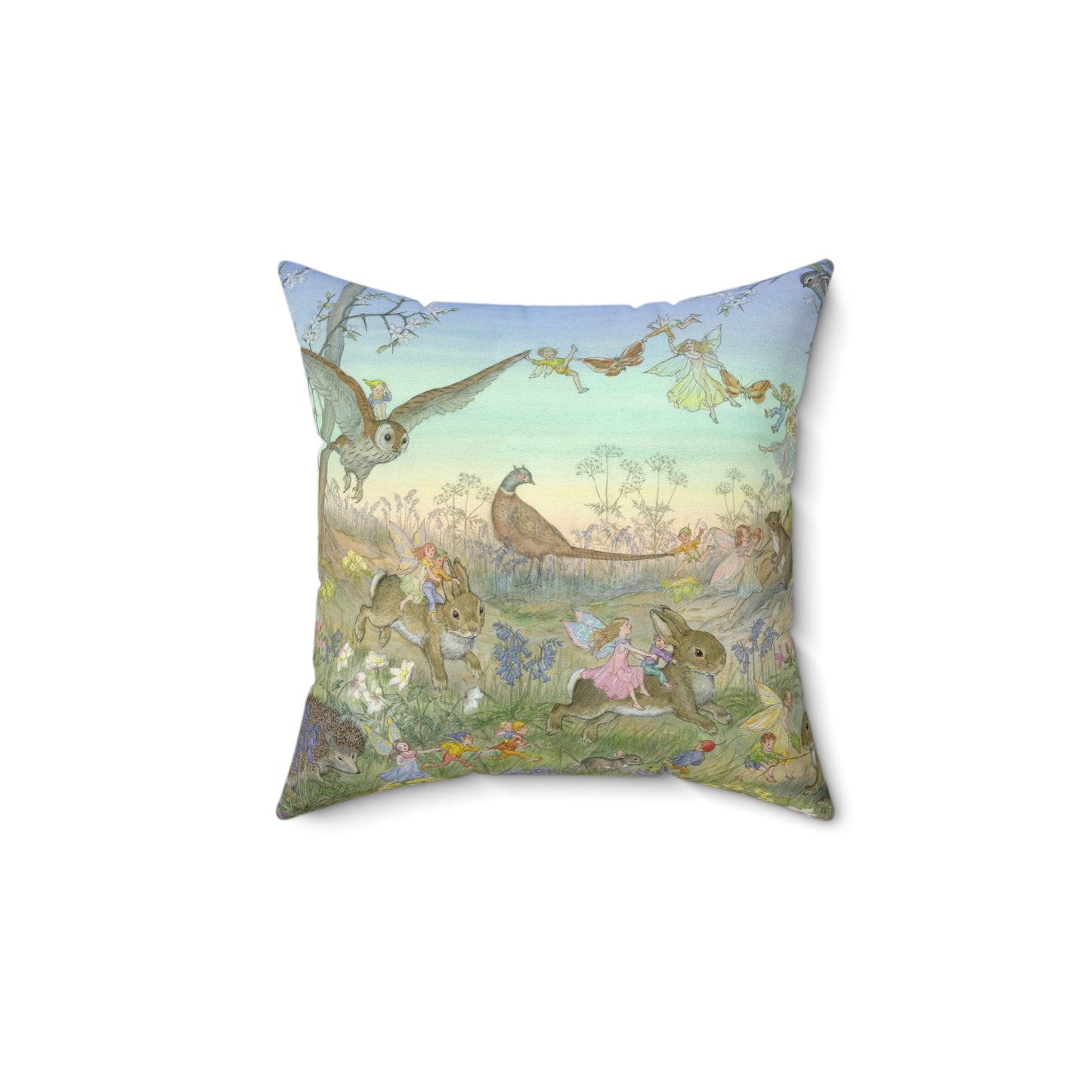 Faux suede pillow - Rabbit Fairies