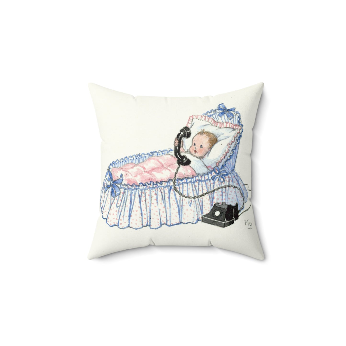 Faux suede pillow - Baby Phone Call