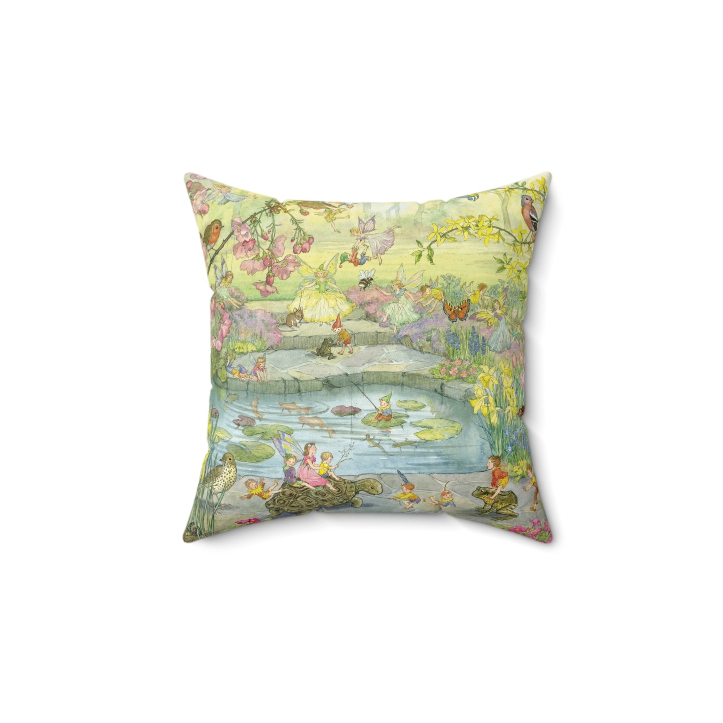 Faux suede pillow - Fairy Pond