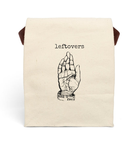 steampunk leftovers hand of fate Victorian illustration quote word play funny humor joke gift present lunch bag canvas cotton reusable eco-friendly meal eat food dinner breakfast hungry kitchen cook work school cafeteria midday co-worker carry out take-away on-the-go sandwich drink sub