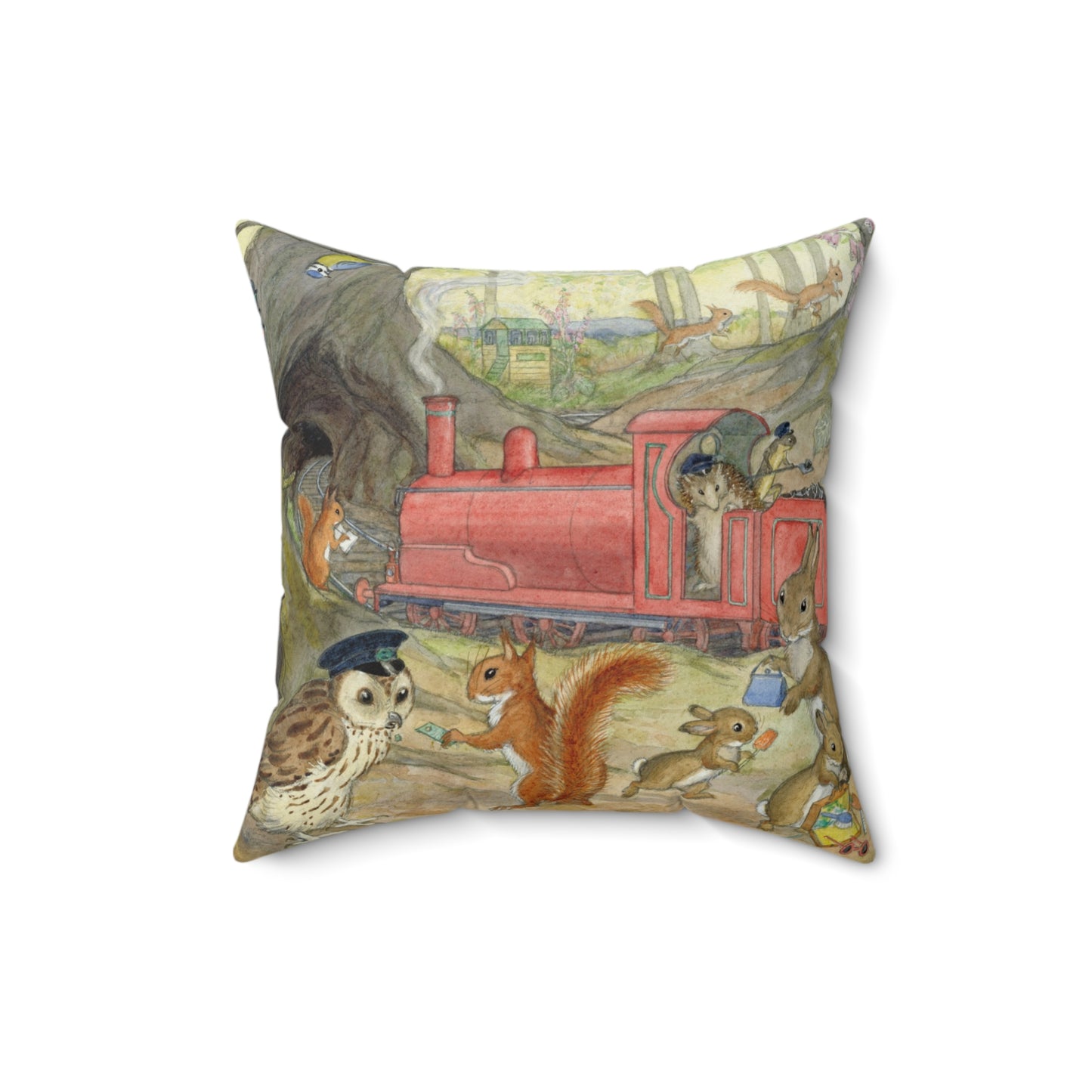 Faux suede pillow - Train Ride