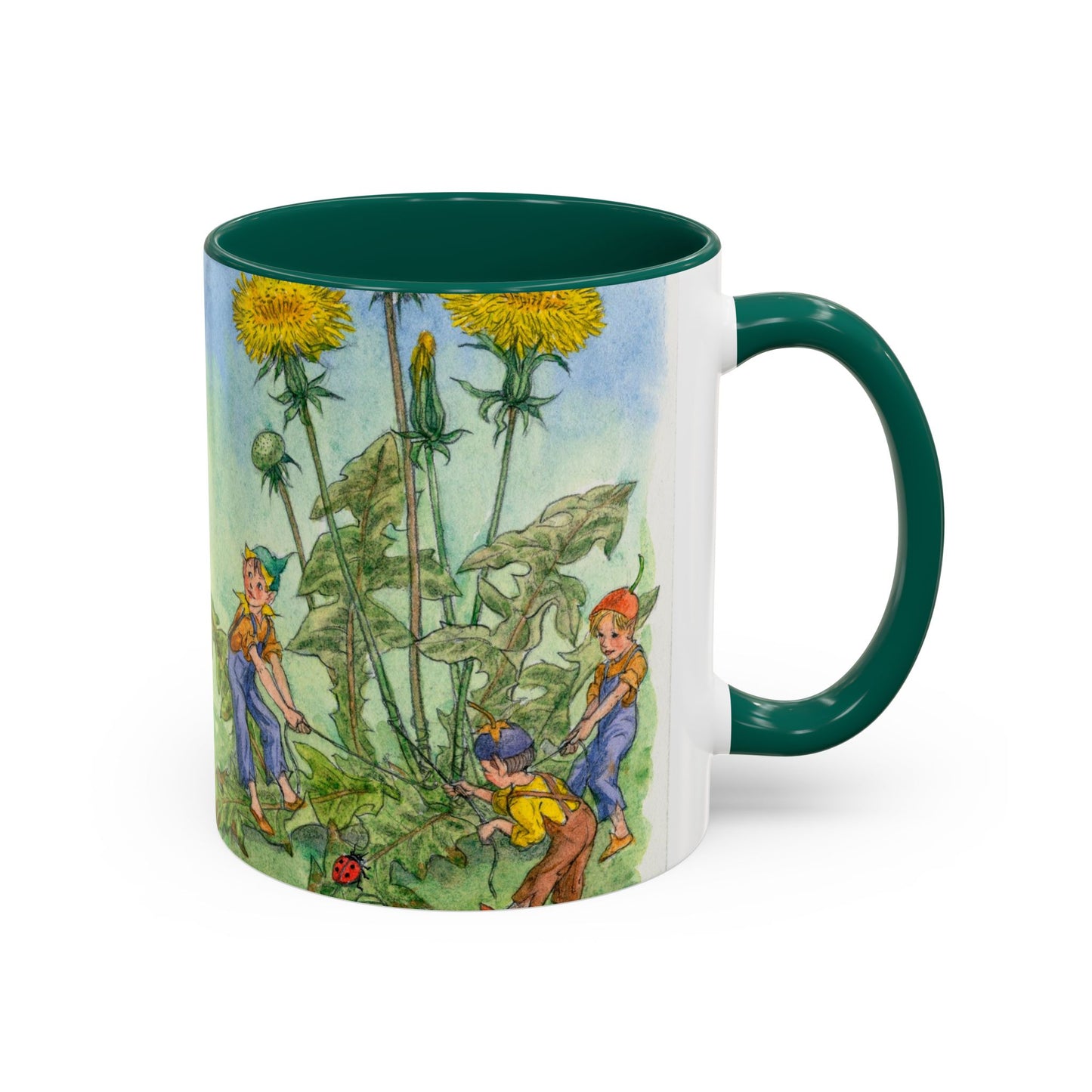 Fairies in the Flowers Dark Green Mug