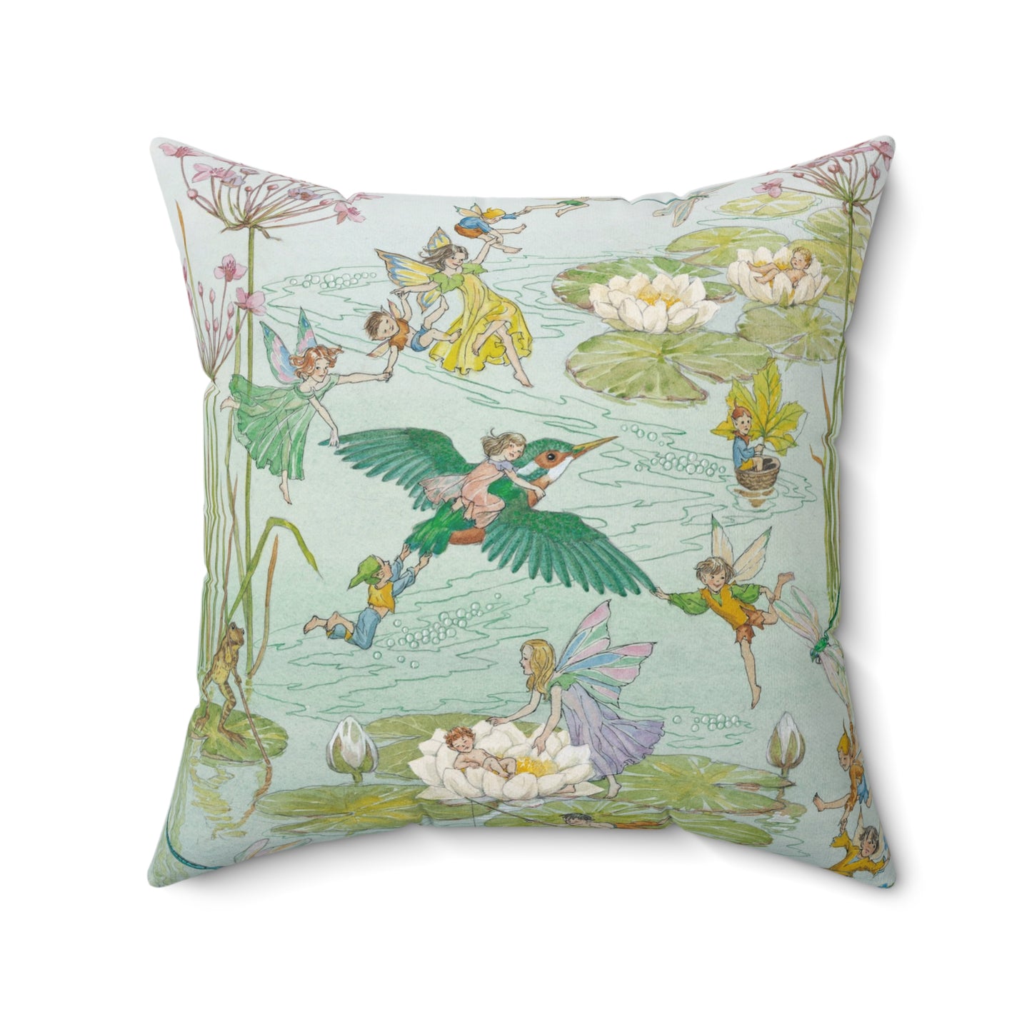 Faux suede pillow - Waterlily Fairy Garden