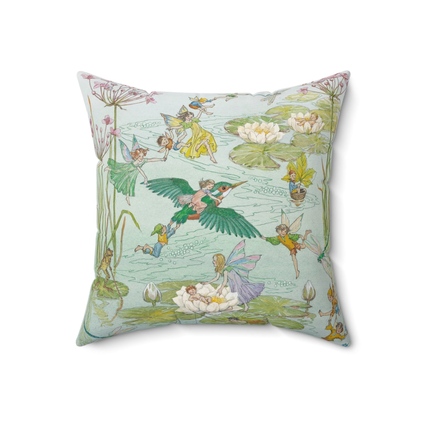Faux suede pillow - Waterlily Fairy Garden
