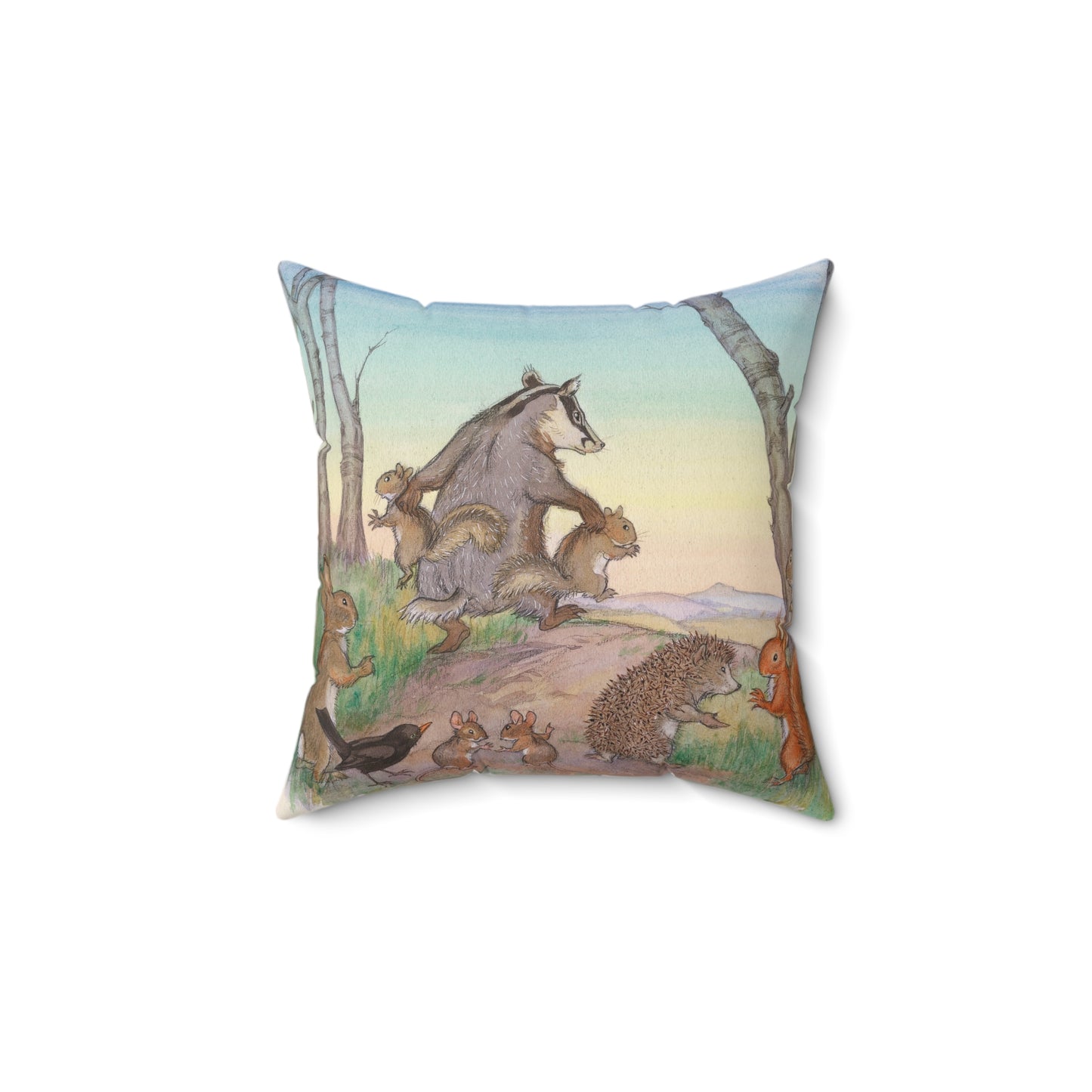 Faux suede pillow - Naughty Squirrels