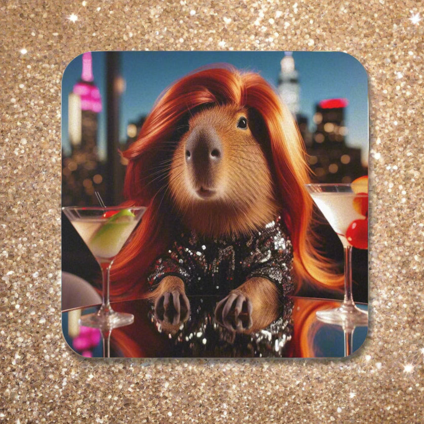 Cork Back Coaster - capybara red head