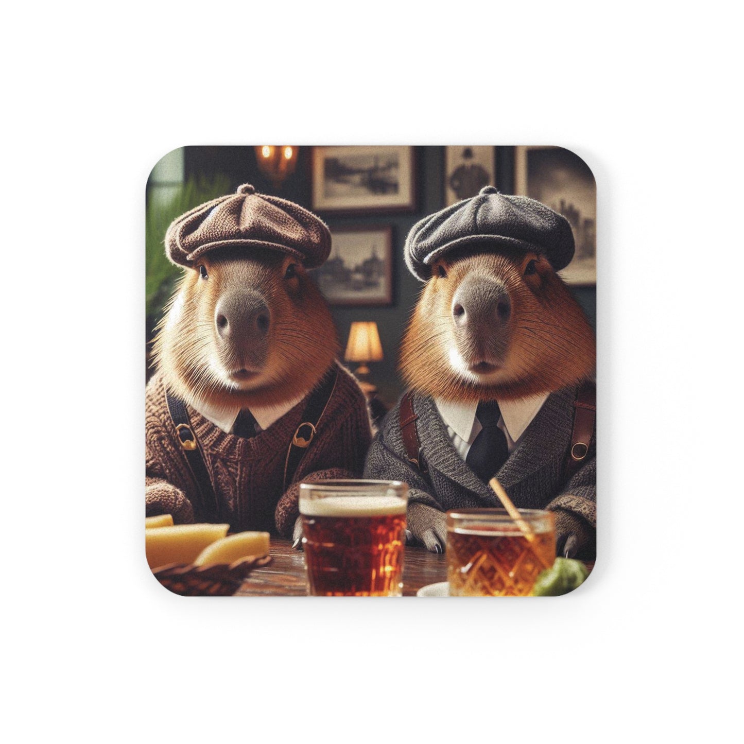 Cork Back Coaster - capybara Peaky Blinders