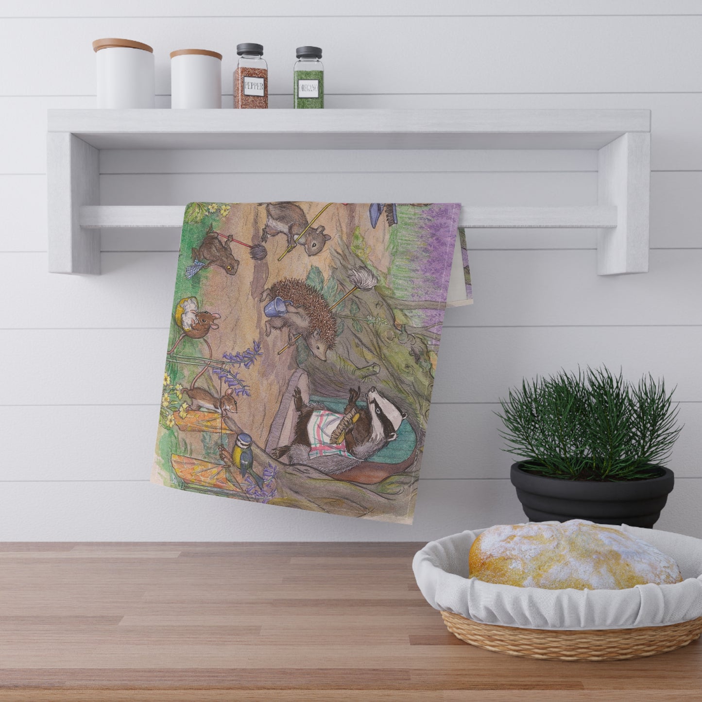 Badger's Spring Clean Tea Towel