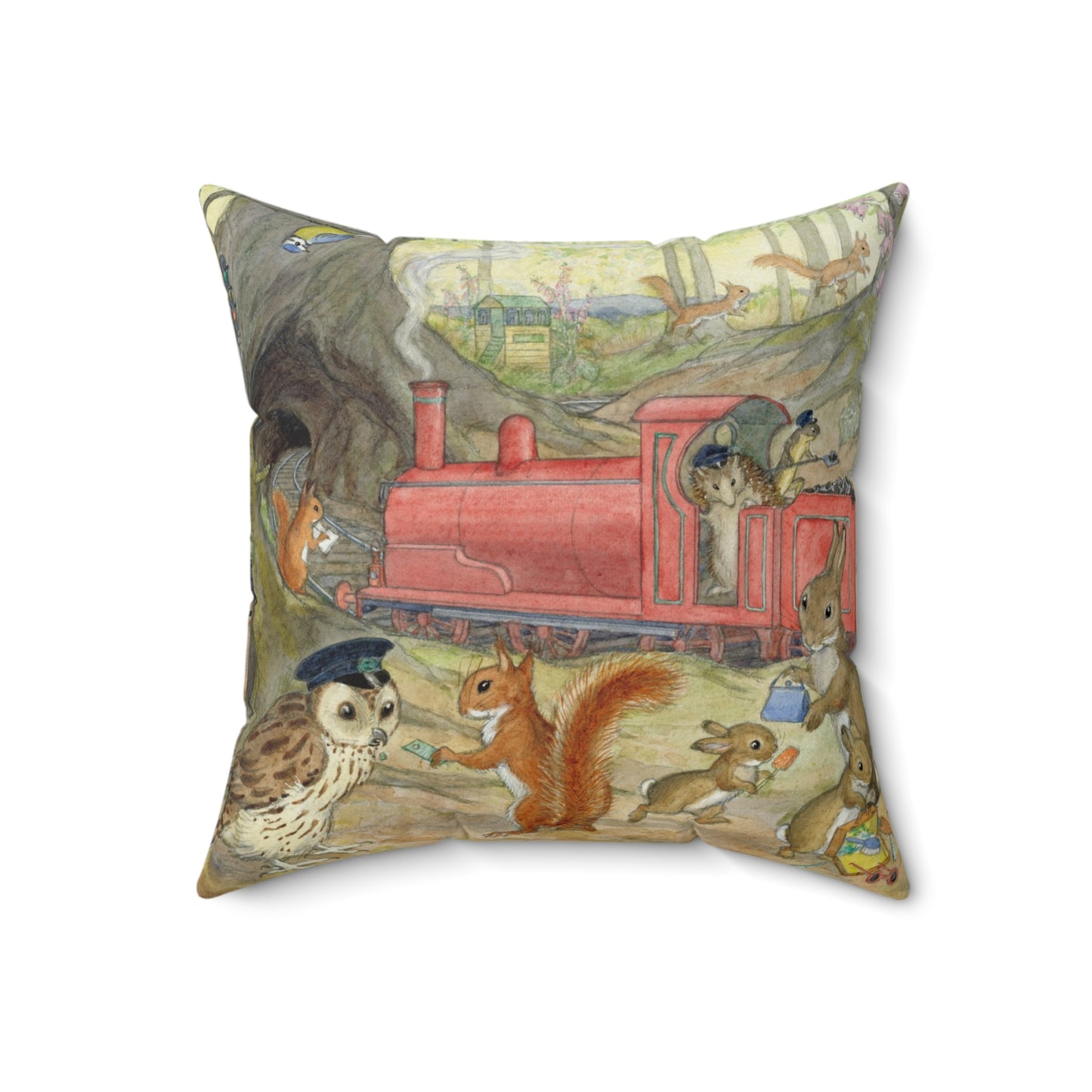 Faux suede pillow - Train Ride