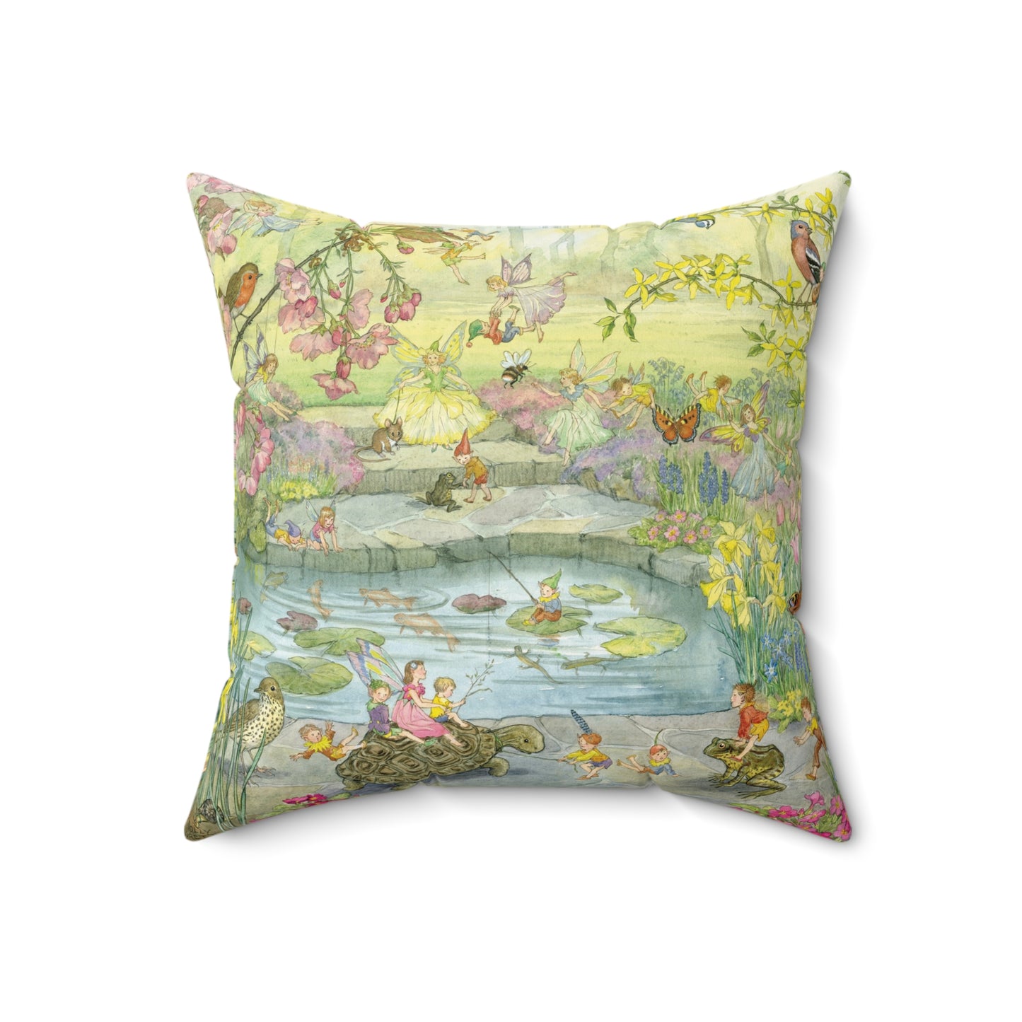Faux suede pillow - Fairy Pond