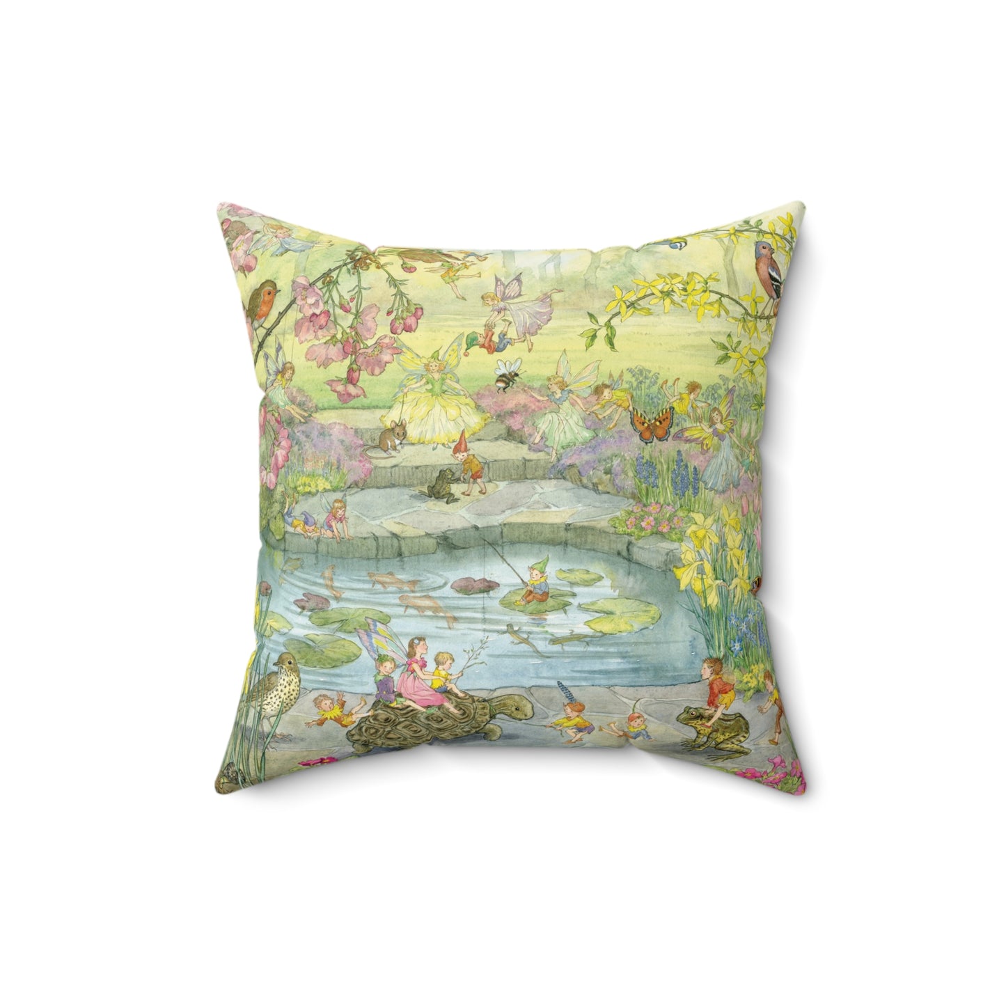 Faux suede pillow - Fairy Pond