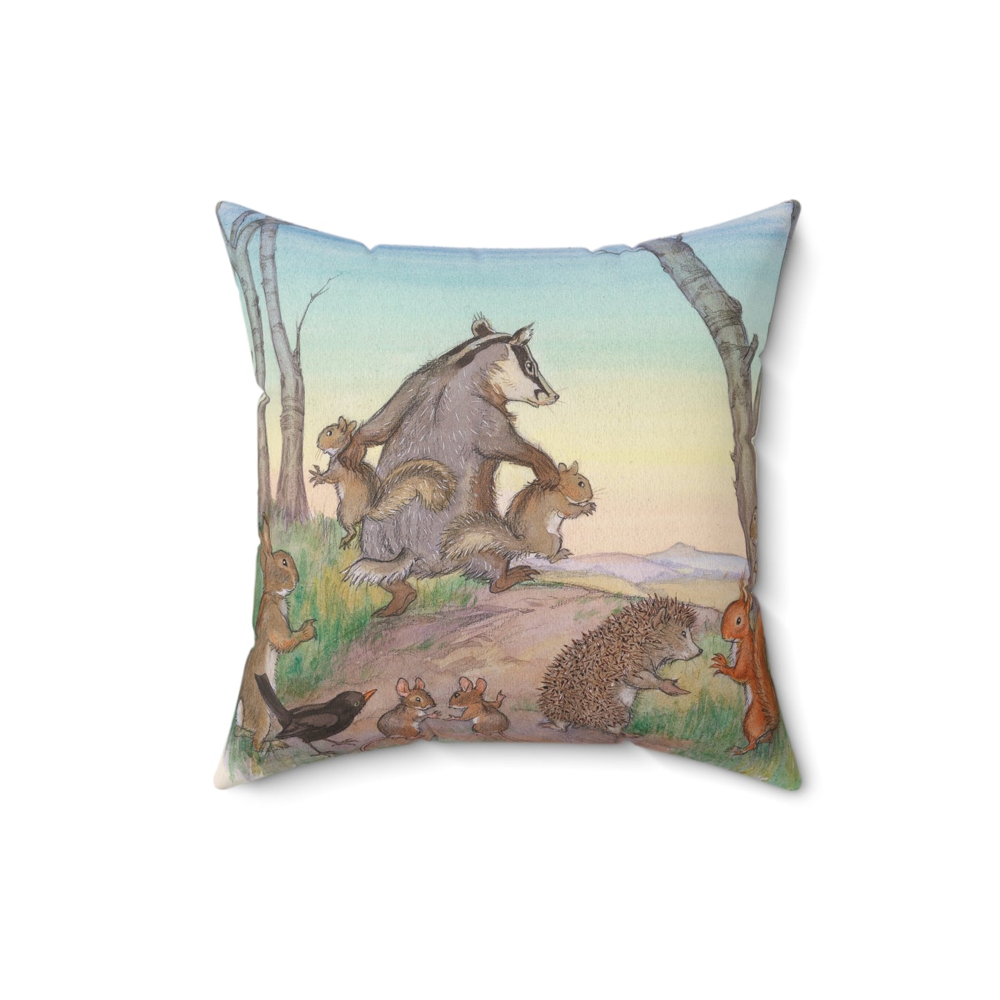 Faux suede pillow - Naughty Squirrels