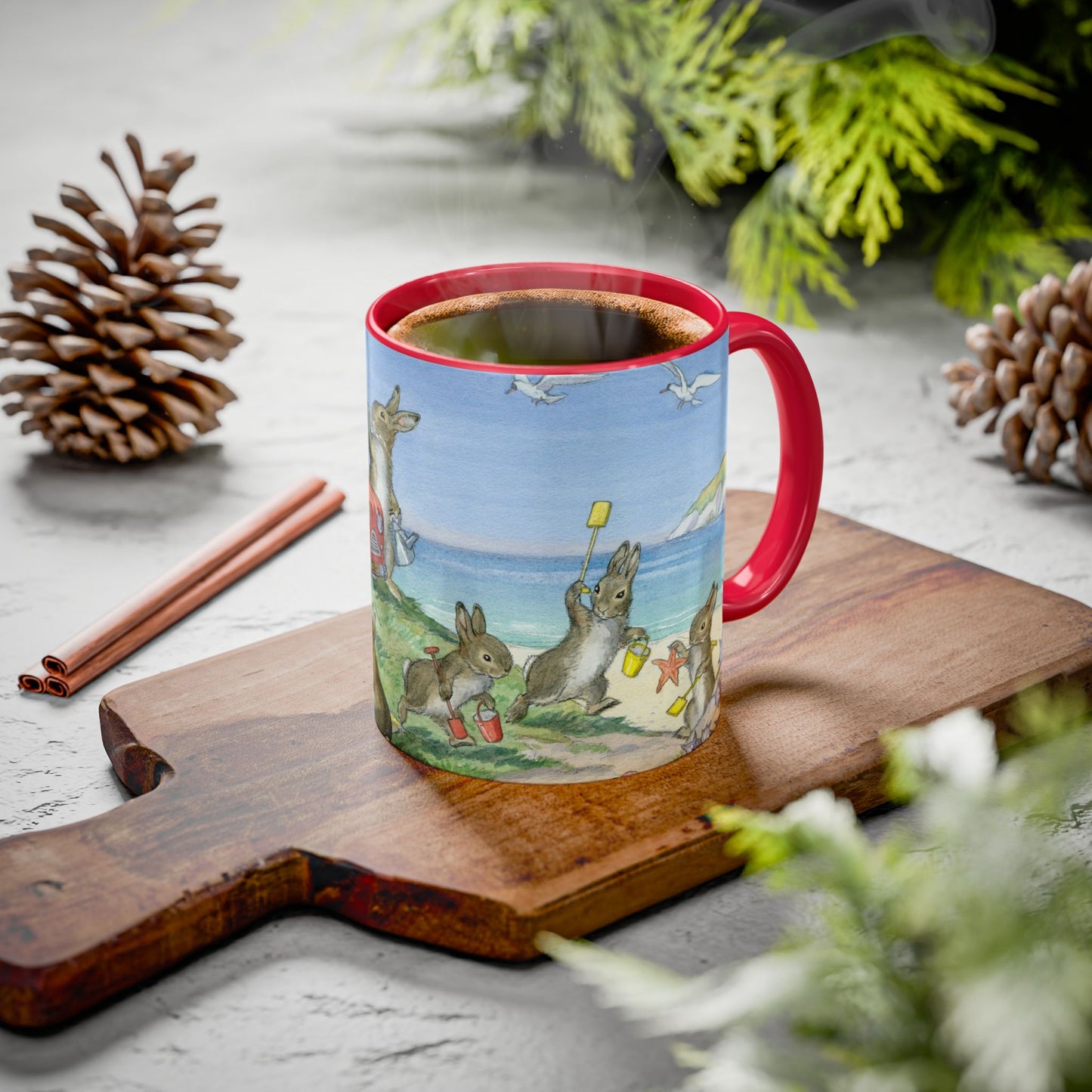Seaside Bunny Red Mug