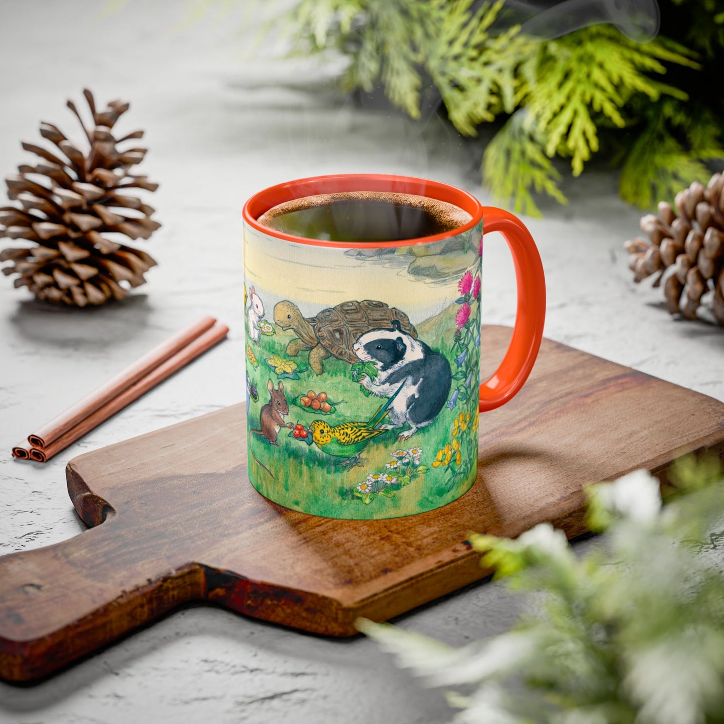 Guinea Pig Picnic Orange Mug