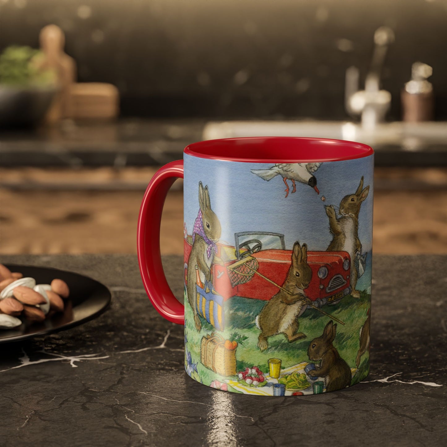 Seaside Bunny Red Mug