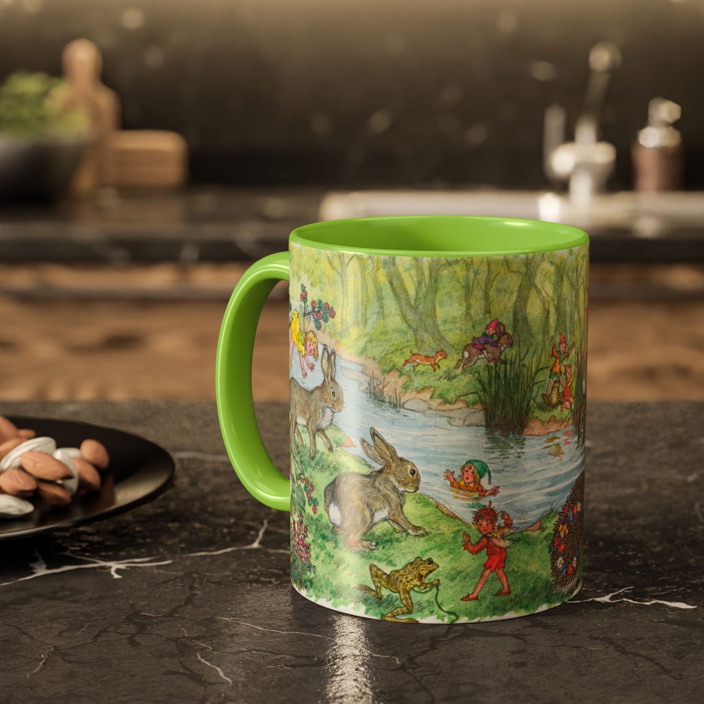 Fairy Rabbits Green Mug