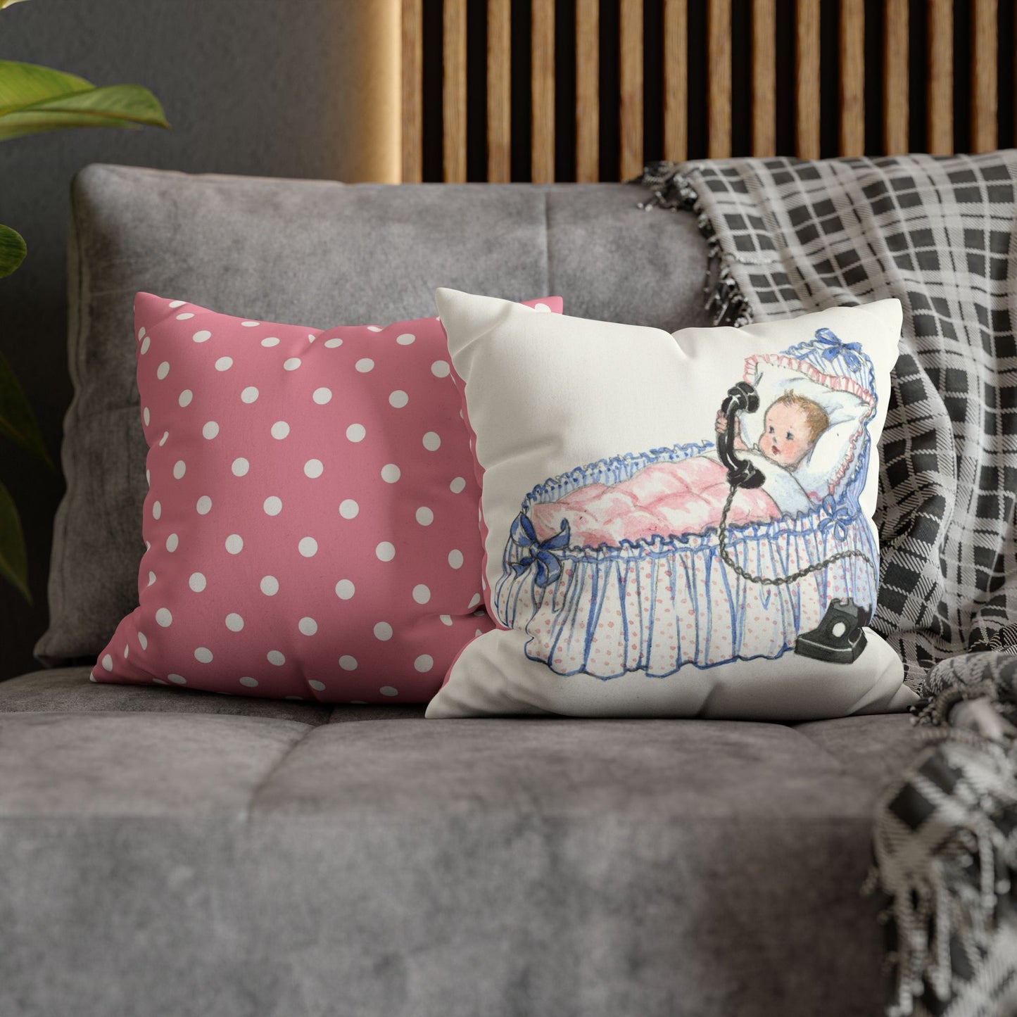 Faux suede pillow - Baby Phone Call