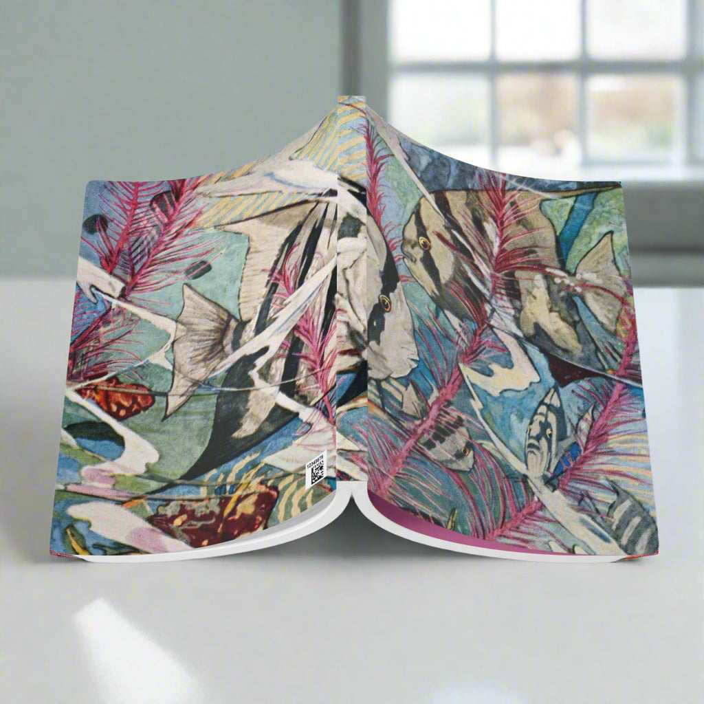 fish tropical blue pink softcover journal notebook notepad lined paper
