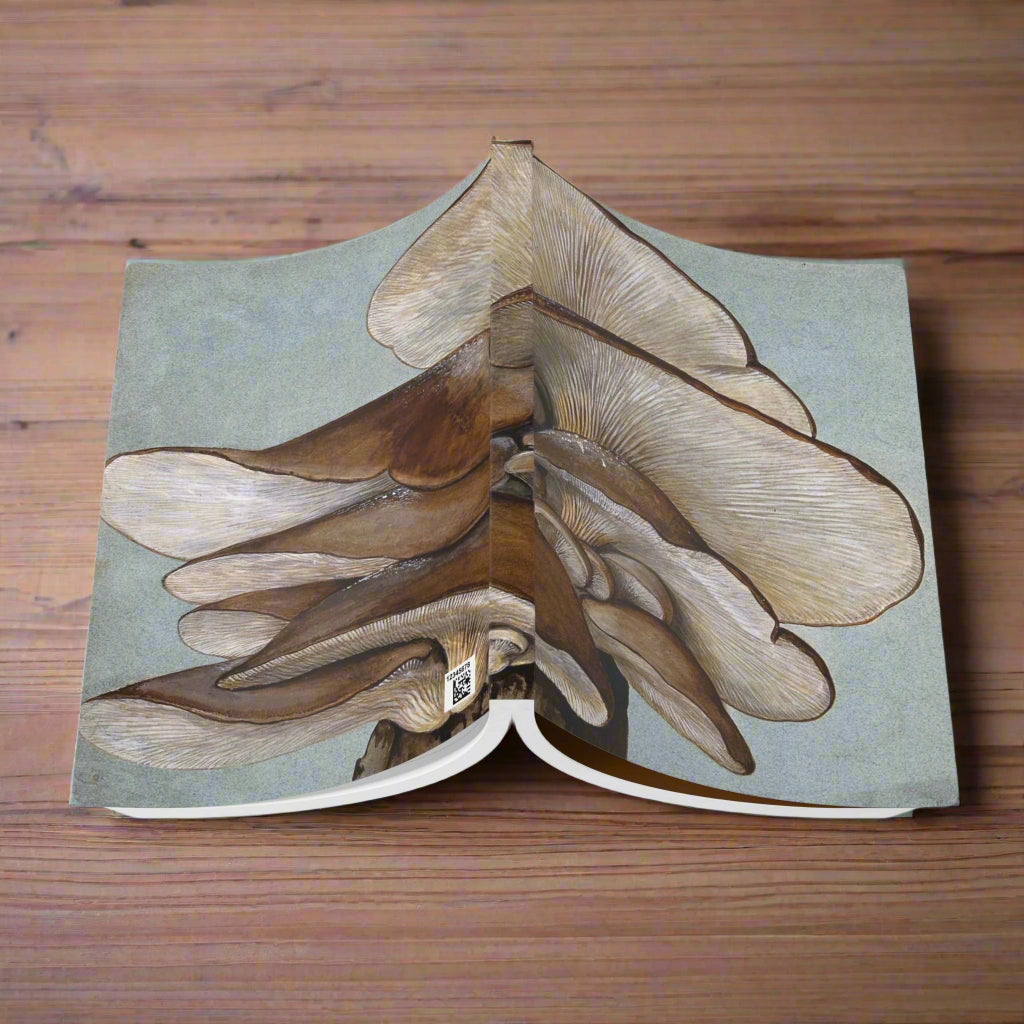 notebook journal gray with a floral mushroom toadstool design vintage