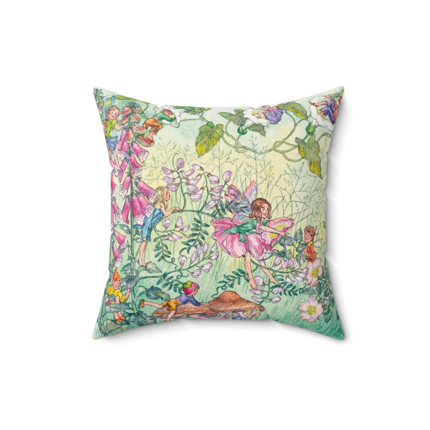 Faux suede pillow - Flower Fairies