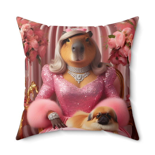 Square Pillow - capybara pink glamour