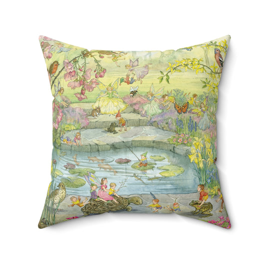 Faux suede pillow - Fairy Pond