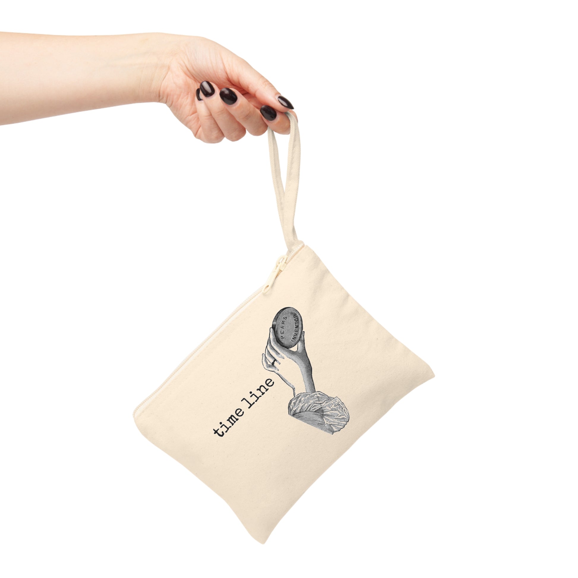 misc. miscellaneous time line cleanse soap hand funny illustration Victorian canvas zip bag pouch tote mini purse suitcase rucksack carry organize store storage office work home house lady woman funny humor cotton canvas gift present man 