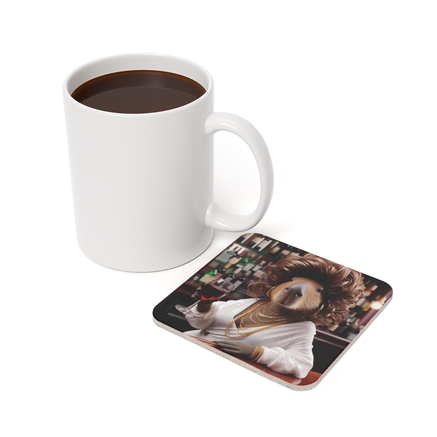 Cork Back Coaster - capybara landlady