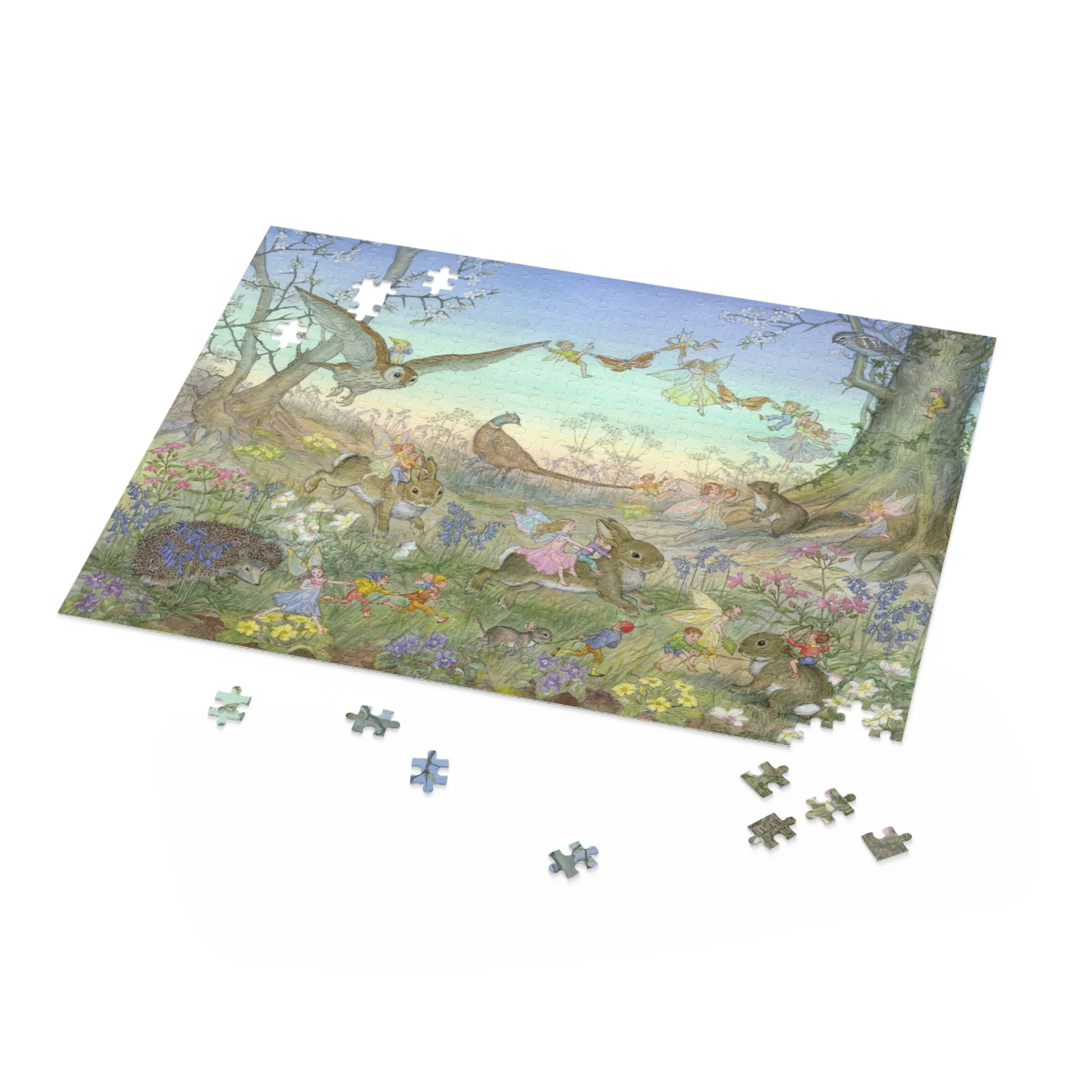 rabbit fairy jigsaw puzzle game kids room home family night vintage illustration watercolor Molly Brett