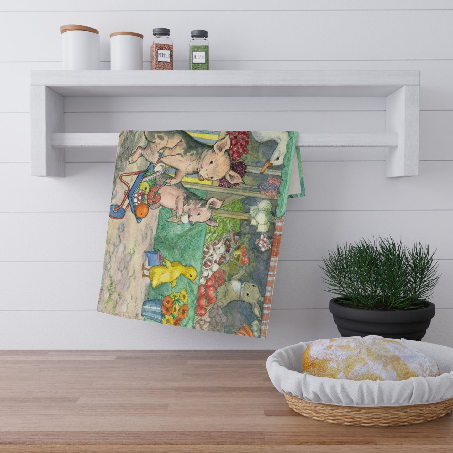 Market Pigs Tea Towel