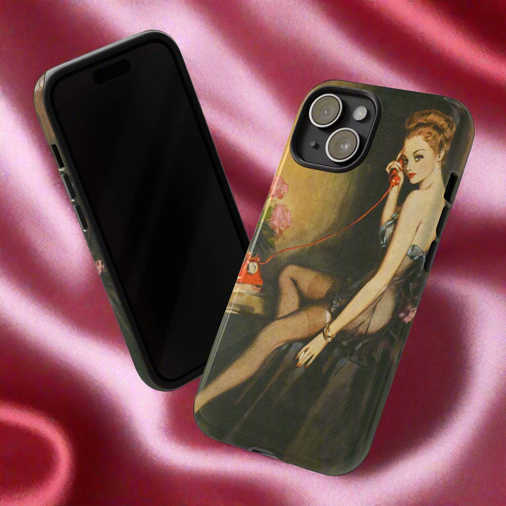 pin up girl iPhone 15 case cover 1940s sexy stockings see through underwear telephone accessory phone tough case  