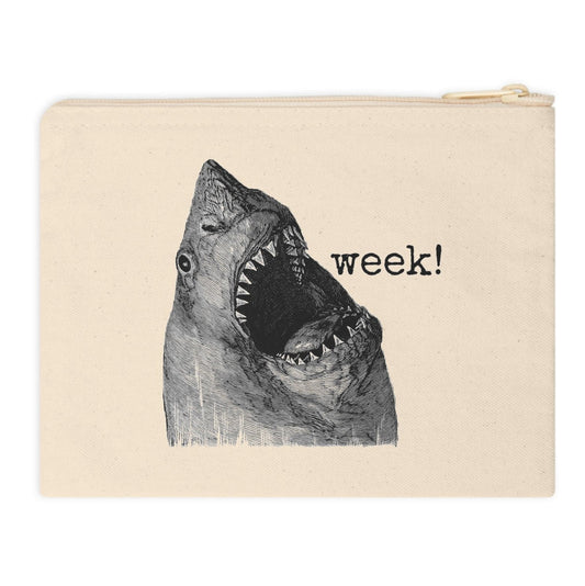 shark week jaws rude period menstruate monthly tampon sanitary pad funny illustration Victorian canvas zip bag pouch tote mini purse suitcase rucksack carry organize store storage office work home house lady woman funny humor cotton canvas gift present 